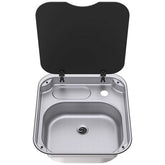 Thetford Series 34 Rectangular Stainless Steel Sink with Black Glass Lid - N450